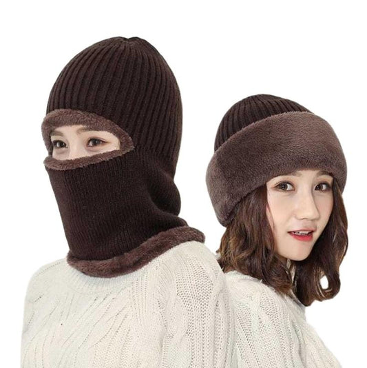 2 in 1 hat and hood with fur cold-resistant ear protection