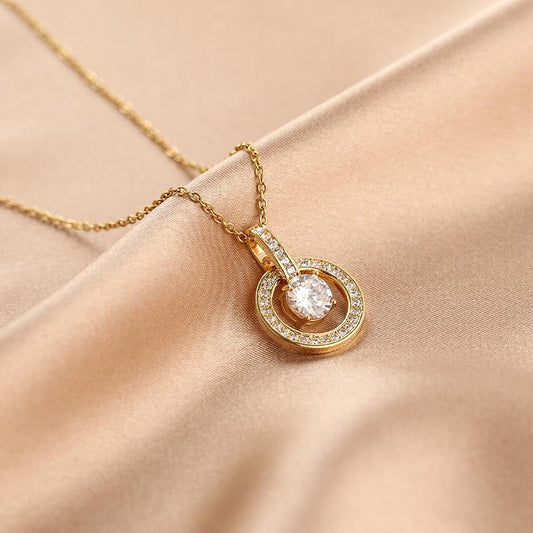 Gold plated necklace chain with diamonds rhinestone gift