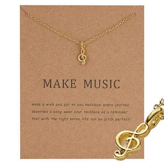 Make Music - G Clef Note Necklace in 18K Gold Plated Finish - A Musical Gift to Raise the Mood