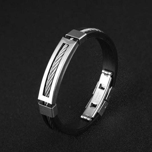 Handmade Steel bracelet for men with silicone