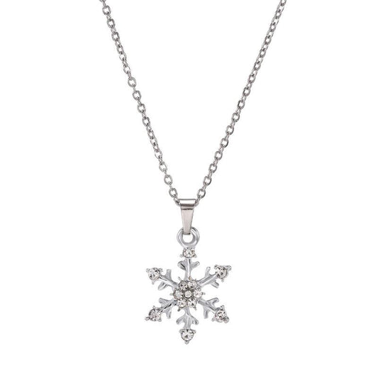 Beautiful silver plated snowflake necklace with rhinestones