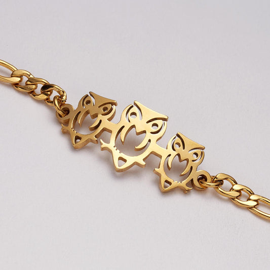 Gold plated bracelet with owls perfect gift children women men