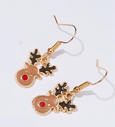 Beautiful funny earrings pure Christmas Rudolph with the red cloud