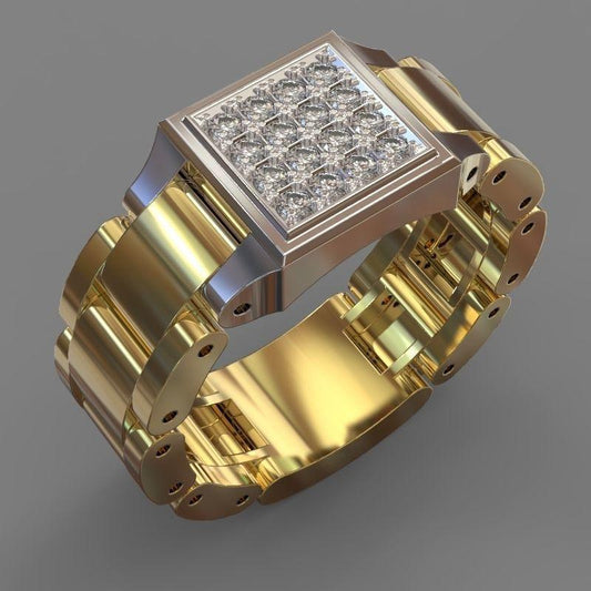 18 carat gold plated ring for men with zircon