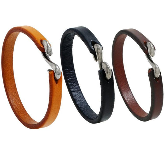 Handmade minimalist genuine leather bracelet in authentic style