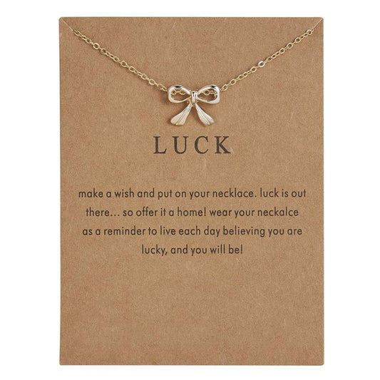 Luck - happiness bow necklace with 18K gold plated gift valentines