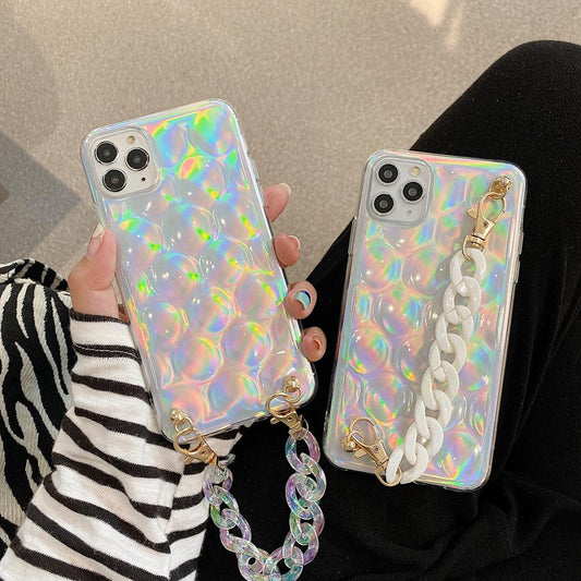 iPhone 12 &amp; 12 Pro Shell 3D glitter ankle strap neon