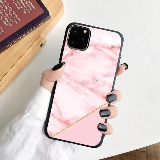 iPhone 12, 12 Pro & 12 Pro Max Shell pink marble gold edge