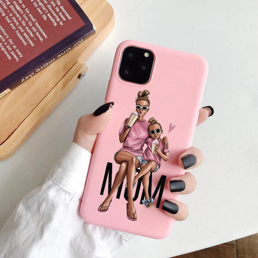 iPhone 12 &amp; 12 Pro case mother daughter pink sweet cute