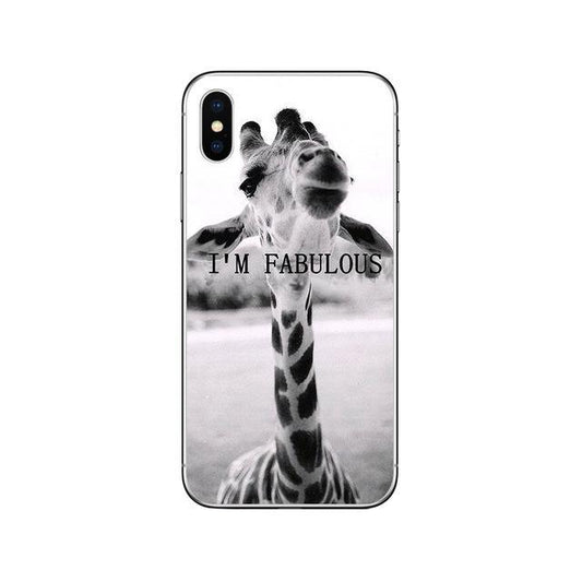 iPhone 11 Pro Max case funny giraffe with text I am fabulous