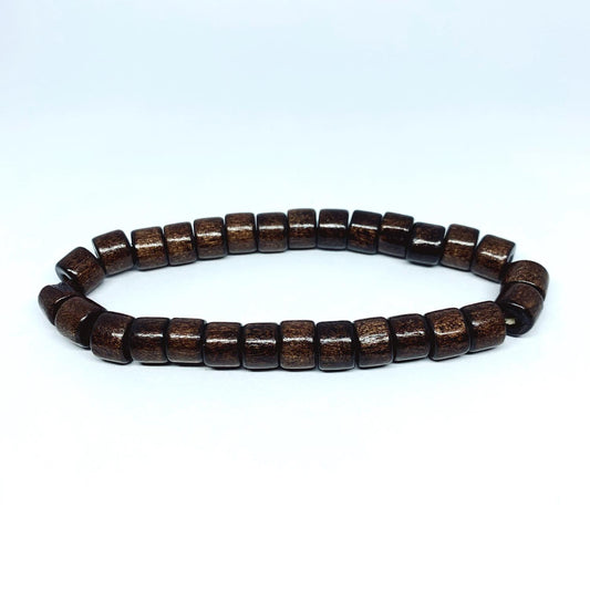 Handmade bracelet for men angular wooden beads in brown bohemian