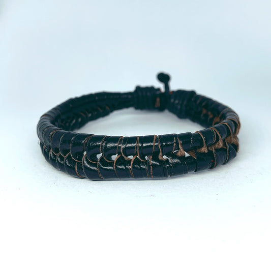 Special handmade bracelet for men in brown & black leather