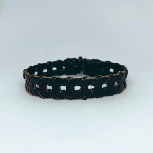 A handmade bracelet for men small holes band black