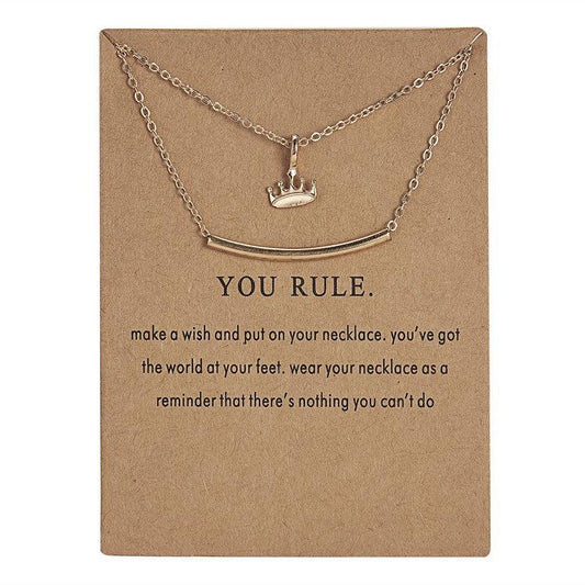 You rule - necklace with a crown 18K gold plated gift valentines