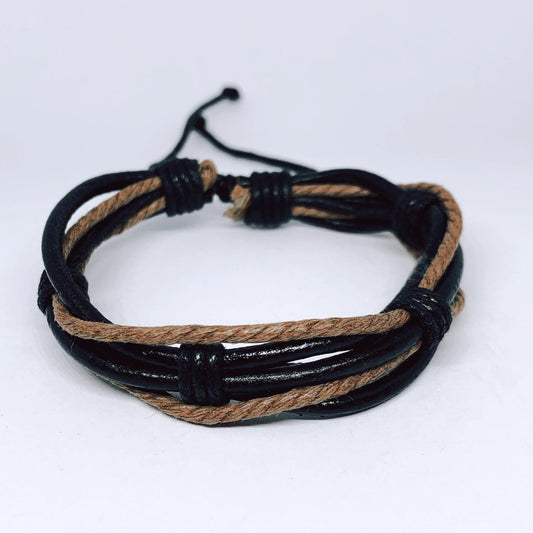 Braided handmade bracelet with brown and black bands