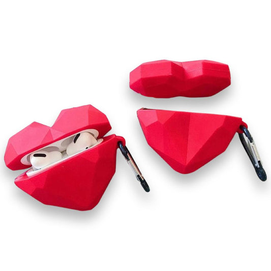 Heart-shaped Shockproof Cover for Airpods Pro 3D red heart