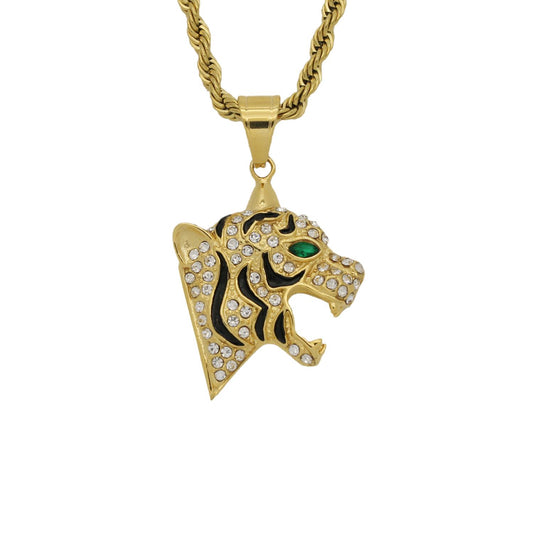 Noorzai Scandinavia - pendant tiger zirconia green eyes chain