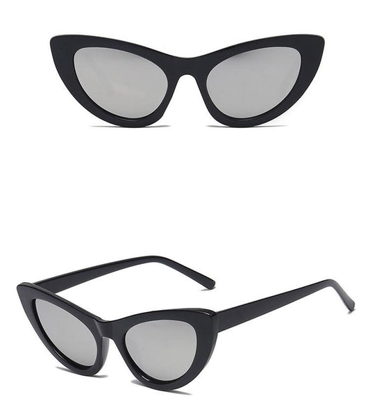 Retro Vintage Cateye Sunglasses Mirror Glass UV400