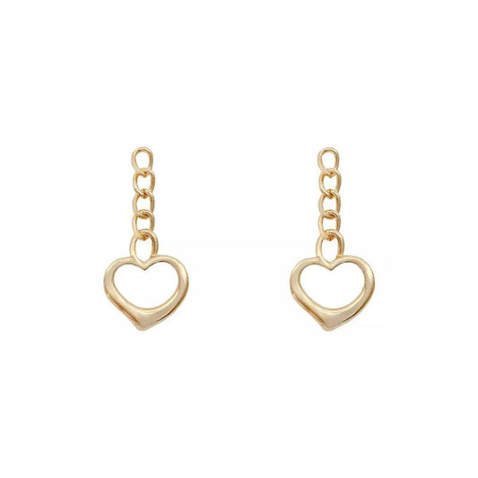 Cute heart earrings &amp; chain dangling long