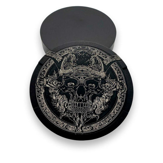 Snuff box in black aluminum for all snus - Skull with Viking horns