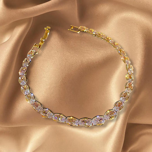 Beautiful bracelet with oval diamonds luxury gift gold for women