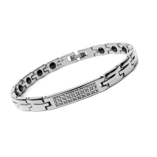 Noorzai S - Strass stones magnetic bracelet stainless steel men