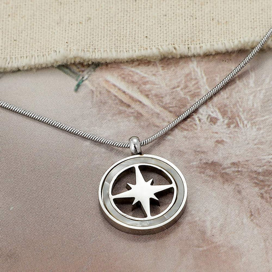 Personalized gift gold plated necklace compass star stainless steel