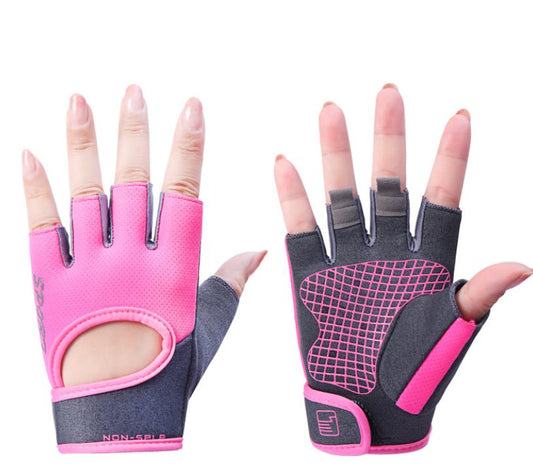 Anti-slip gloves for fitness training gym weightlifting pink