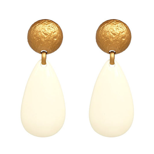 Earring with plates in gold and white